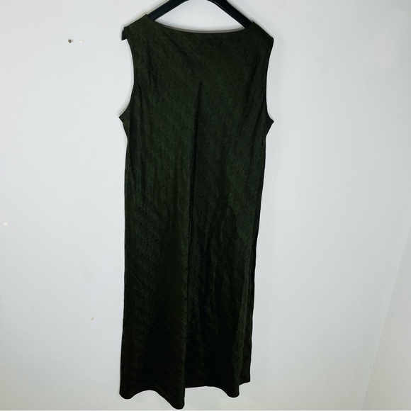 Eileen Fisher Size Large Shift Maxi Silk Linen Textured Dress - Picture 4 of 6